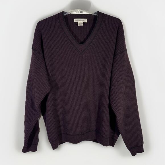 Banana Republic Sweater Men's Purple 100% Lambswool V-Neck Pullover L Vintage - Picture 1 of 5